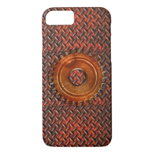 Steampunk Old Rusty Plating Red Metal  Cog iPhone 87 Case
