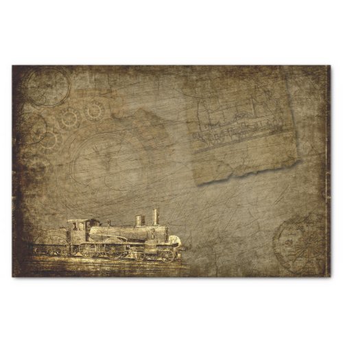 Steampunk Old Train Locomotive Industrial Vintage Tissue Paper