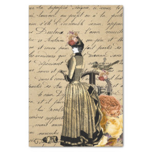 Steampunk Old Victorian Gold Lady Woman Vintage Tissue Paper