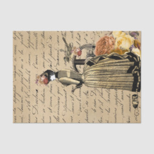 Steampunk Old Victorian Gold Lady Woman Vintage Tissue Paper