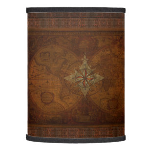 Steampunk Old World Map & Compass Rose Design Lamp Shade