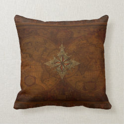 Steampunk Old World Map Decor Cushion Throw Pillow