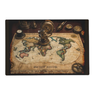 Steampunk Olde Worlde Map Placemat