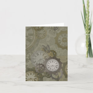 Steampunk olive green print announcement