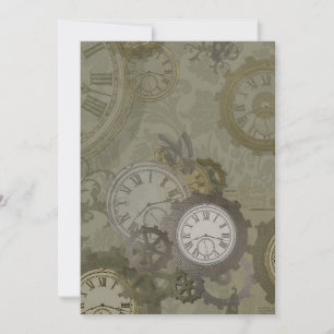 Steampunk olive green print announcement