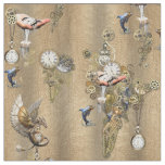 Steampunk on Gold Tan Leather Fabric