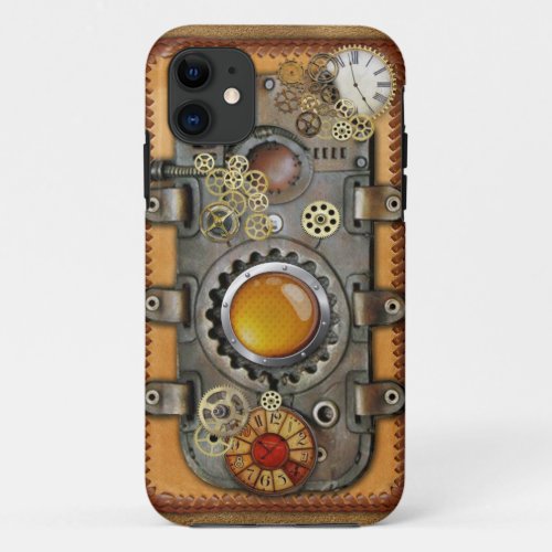 Steampunk on Leather iPhone 11 Case
