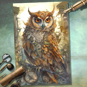 Steampunk Owl 2 Decoupage Paper