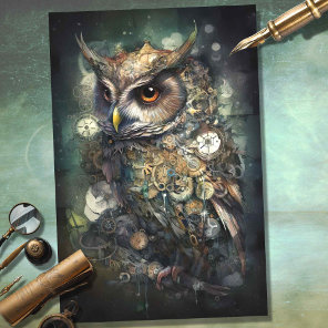 Steampunk Owl 3 Decoupage Paper