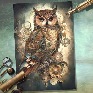 Steampunk Owl 4 Decoupage Paper