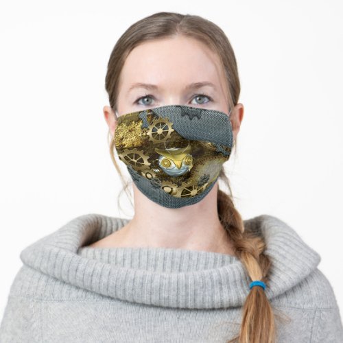 Steampunk owl adult cloth face mask