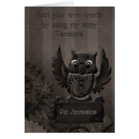 Steampunk Owl Card (Front)