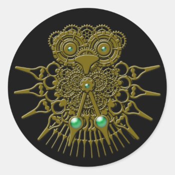 Steampunk Owl Classic Round Sticker by Amitees at Zazzle