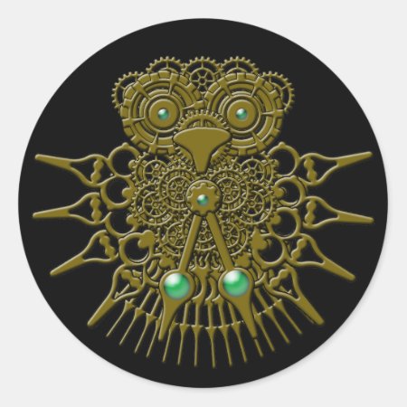 Steampunk Owl Classic Round Sticker