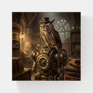 steampunk owl clockwork art paperweight 