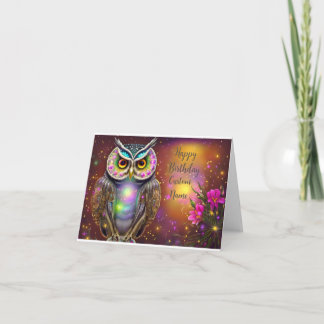 Steampunk Owl Customizable Birthday Card 