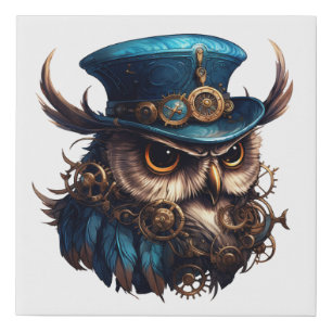 Steampunk Owl Faux Canvas Print
