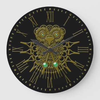 Steampunk Owl Large Clock by Amitees at Zazzle