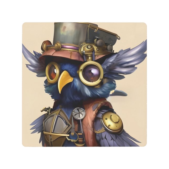 Steampunk Owl Metal Print (Front)