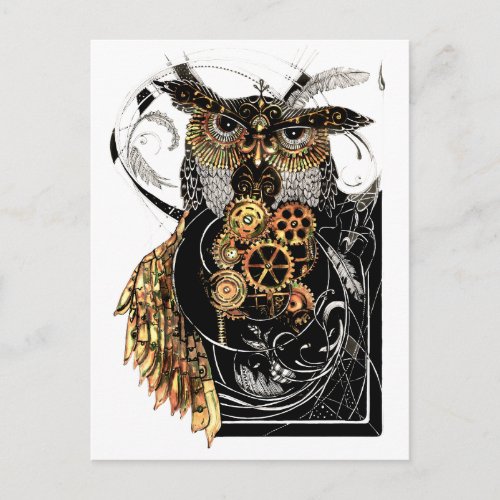 Steampunk Owl Postcard