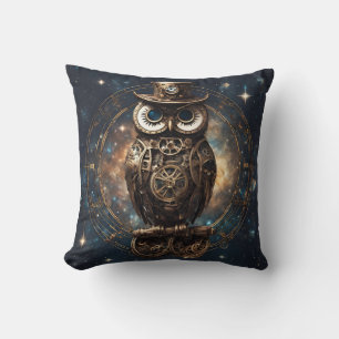 Steampunk Owl Throw Pillow