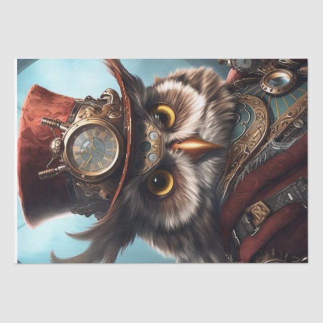 Steampunk Owl Tissue Paper (Front)