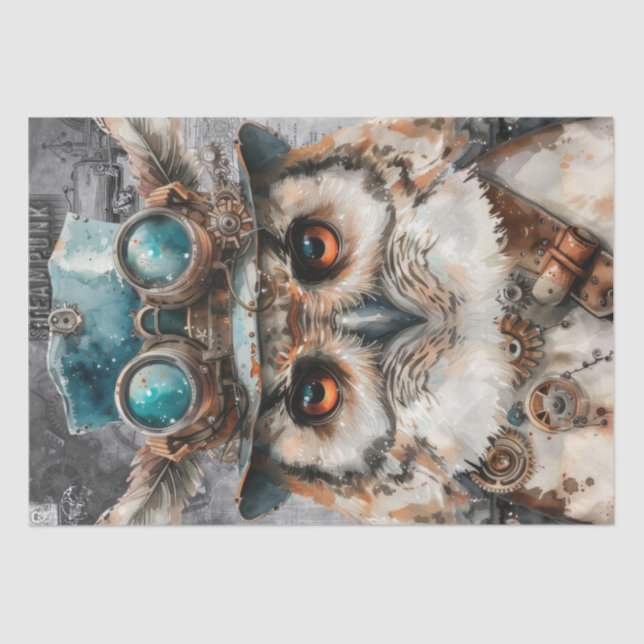 Steampunk Owl Tissue Paper (Front)