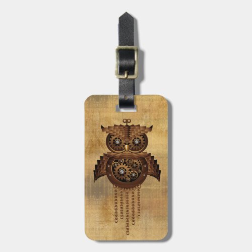Steampunk Owl Vintage Style Luggage Tag