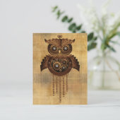 Steampunk Owl Vintage Style Postcards (Standing Front)
