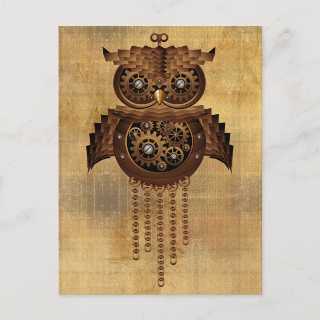 Steampunk Owl Vintage Style Postcards (Front)