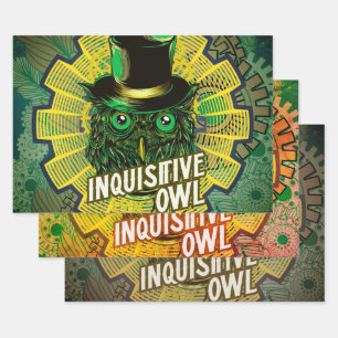 Steampunk Owl Wrapping Paper Sheets