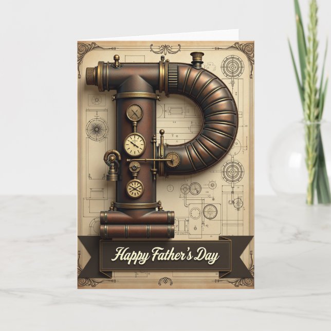 Steampunk P Fathers Day Card (Front)