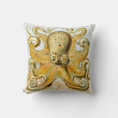 Steampunk Painted Nautical Octopus Kraken Squid Throw Pillow