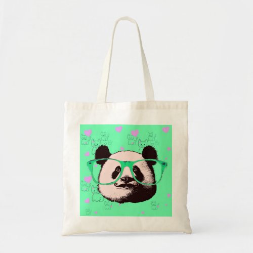 Steampunk Panda Bear in Glasses with Moustache Tote Bag