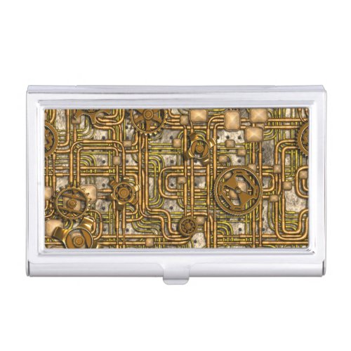 Steampunk Panel _ Gears and Pipes _ Brass Business Card Holder