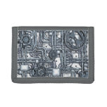 Steampunk Panel - Gears And Pipes - Steel Tri-fold Wallet at Zazzle