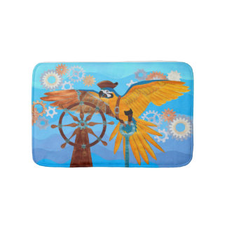 Steampunk Parrot Bathroom Mat