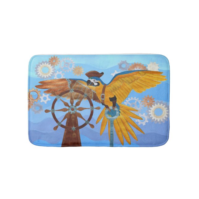 Steampunk Parrot Bathroom Mat (Front)