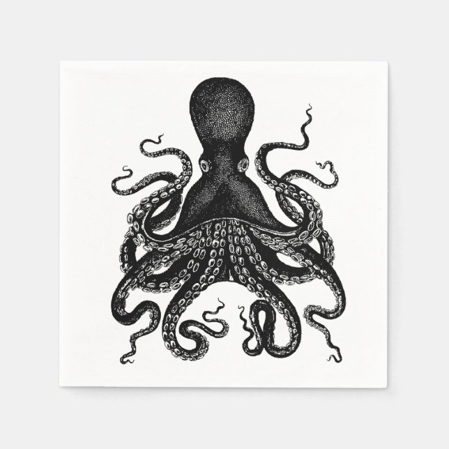 Steampunk party! Victorian octopus kraken cthulu Paper Napkins (Front)