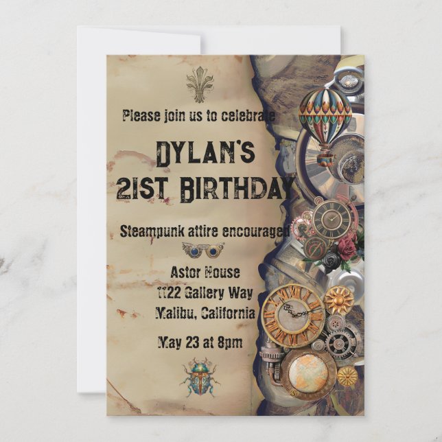 Steampunk Party Vintage Victorian Invitation (Front)