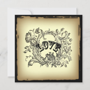 steampunk pastel yellow flourish swirls victorian invitation