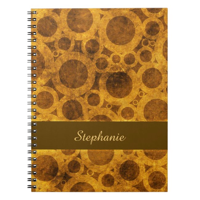 Steampunk Pattern Brown and Gold Grunge Notebook