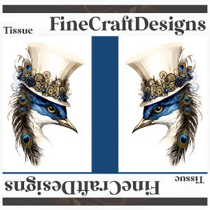 Steampunk Peacock In A Hat Decoupage LR 135 Tissue Paper