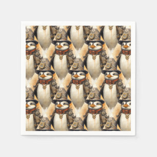 Steampunk Penguin 1 Pattern Napkins