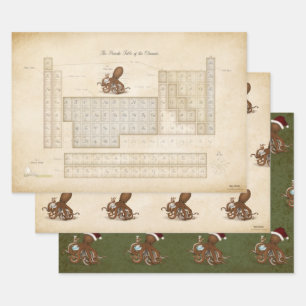 Steampunk Periodic Table Octopus Decoupage Crafts Wrapping Paper Sheets