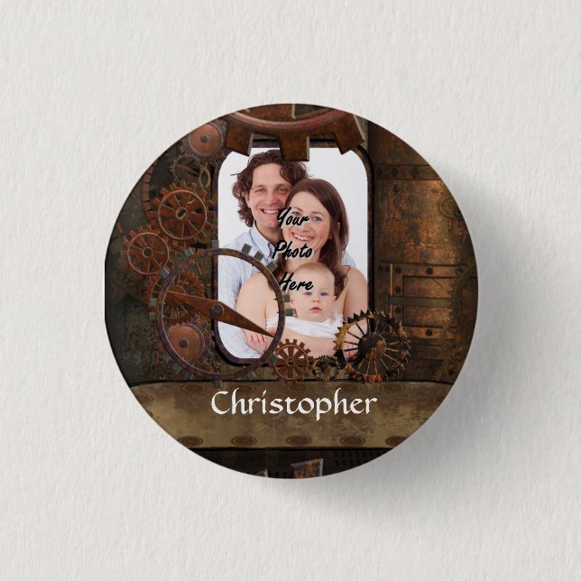 Steampunk photo background button (Front)
