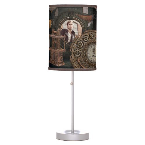Steampunk Photo Frame Industrial Clock Machinery Table Lamp