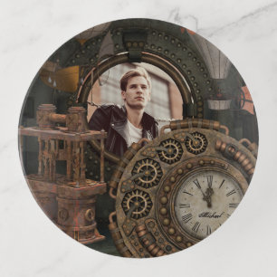 Steampunk Photo Frame Industrial Clock Machinery Trinket Tray