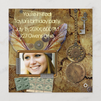Steampunk Photo Invitation
