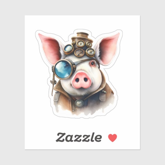 Steampunk Pig Sticker (Sheet)